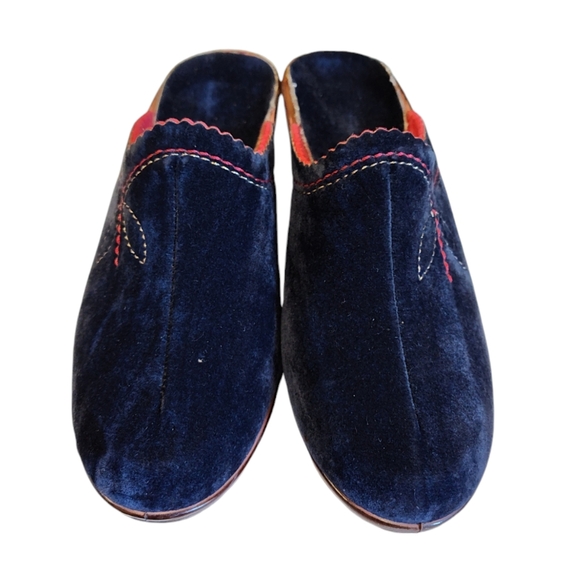 VTG Made in Germany Rohde Blue Suede Mules/Wedges Size Eur 39/US 8 - Picture 2 of 15